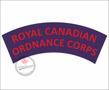 'Royal Canadian Ordnance Corps' WWII Shoulder Flash' Premium Vinyl Decal / Sticker