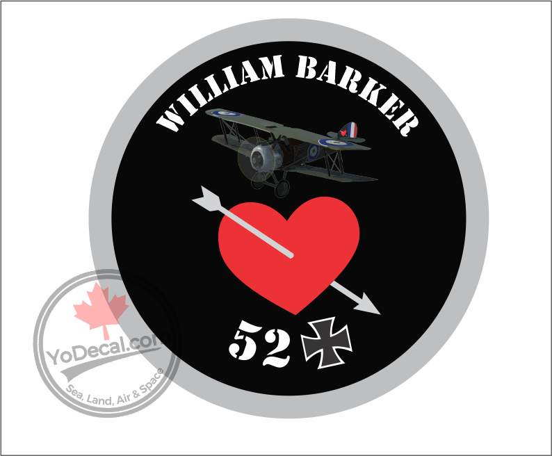 'William 'Billy' Barker WWI Canadian Ace' Premium Vinyl Decal / Sticker