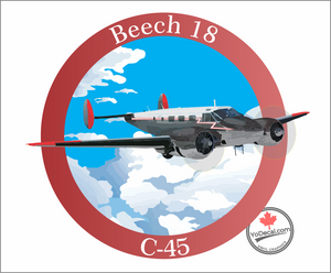 'Beech 18 C-45 RCAF Dakota' Premium Vinyl Decal / Sticker