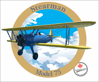 'Boeing Stearman Model 75 Trainer' Premium Vinyl Decal / Sticker