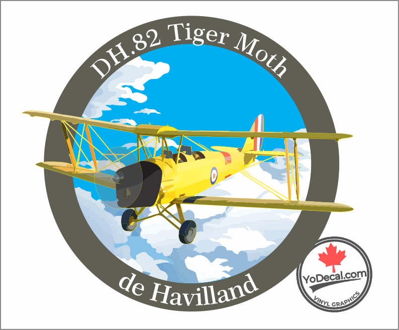 'DH.82 Tiger Moth Black Nose' Premium Vinyl Decal / Sticker
