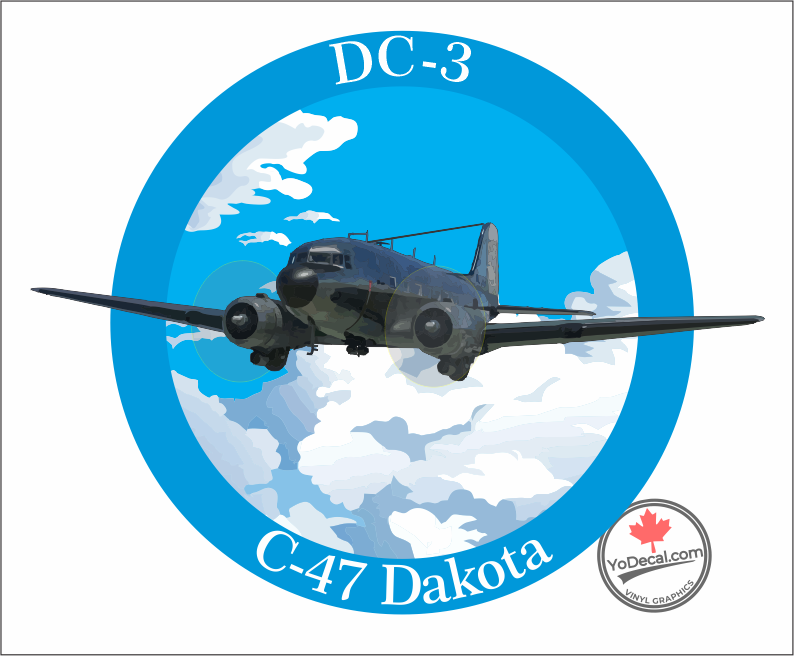 'Douglas DC-3 C-47 Dakota' Premium Vinyl Decal / Sticker