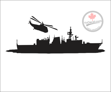 'Frigate with Flying Sea King' Premium Vinyl Decal / Sticker