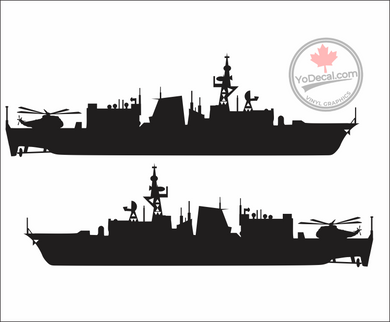 'Halifax-Class Frigate with Sea King Helicopter (PAIR)' Premium Vinyl Decal