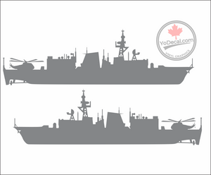 'Halifax-Class Frigate with Sea King Helicopter (PAIR)' Premium Vinyl Decal