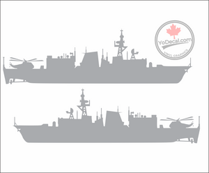 'Halifax-Class Frigate with Sea King Helicopter (PAIR)' Premium Vinyl Decal