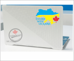 'I Stand With Ukraine Canadian Maple Leaf' Premium Vinyl Decal / Sticker