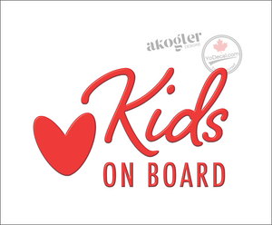 'Kids on Board Heart' Premium Vinyl Decal