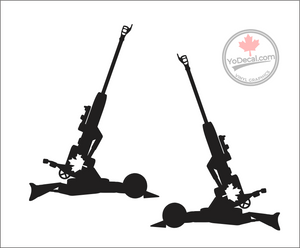 'M777 150mm Howitzer Near Vertical Profile (PAIR)' Premium Vinyl Decal / Sticker