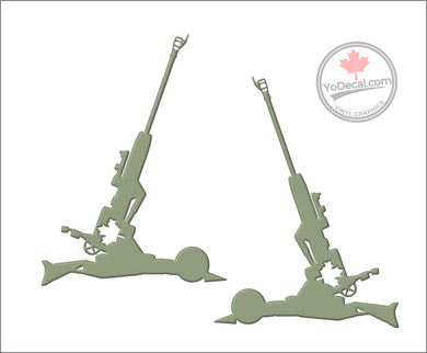 'M777 150mm Howitzer Near Vertical Profile (PAIR)' Premium Vinyl Decal / Sticker