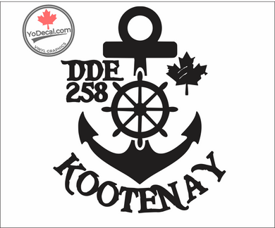 'DDE 258 Kootenay Restigouche Class Destroyer' Premium Vinyl Decal / Sticker