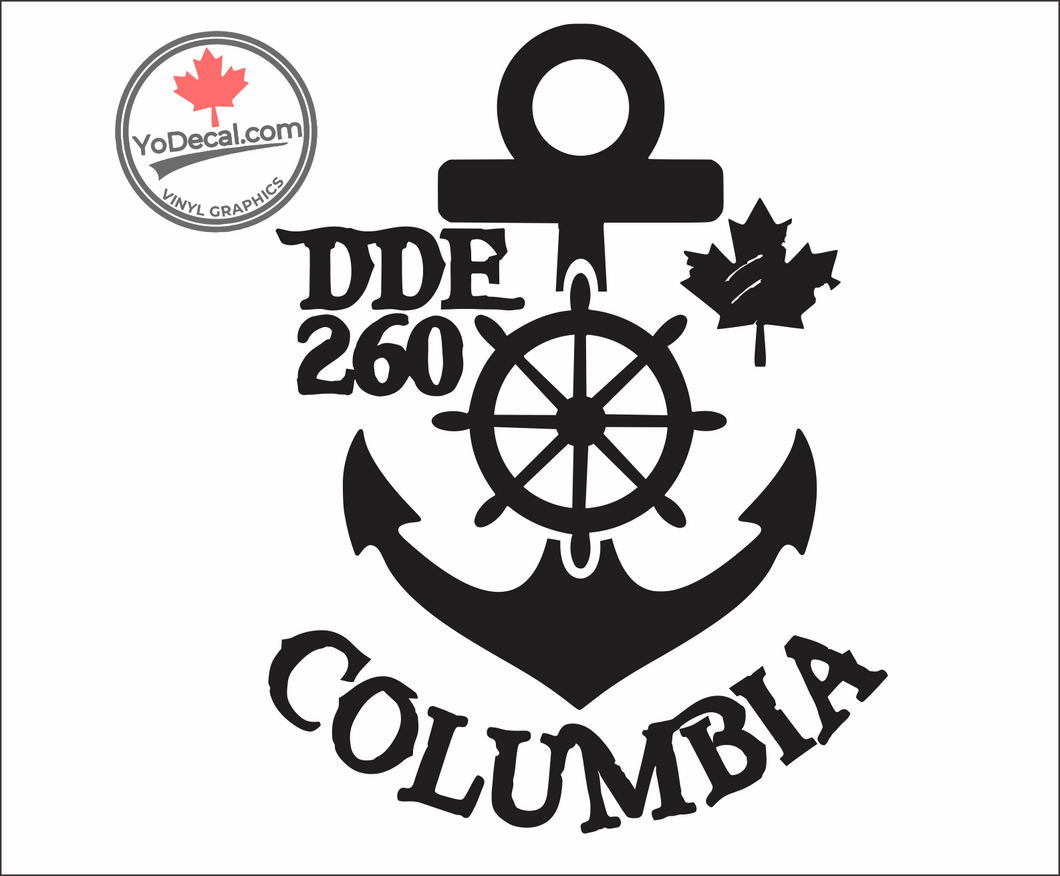 'DDE 260 Columbia Restigouche Class Destroyer' Premium Vinyl Decal / Sticker