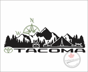 'Toyota Tacoma Mountains & Compass Rose' Premium Vinyl Decal